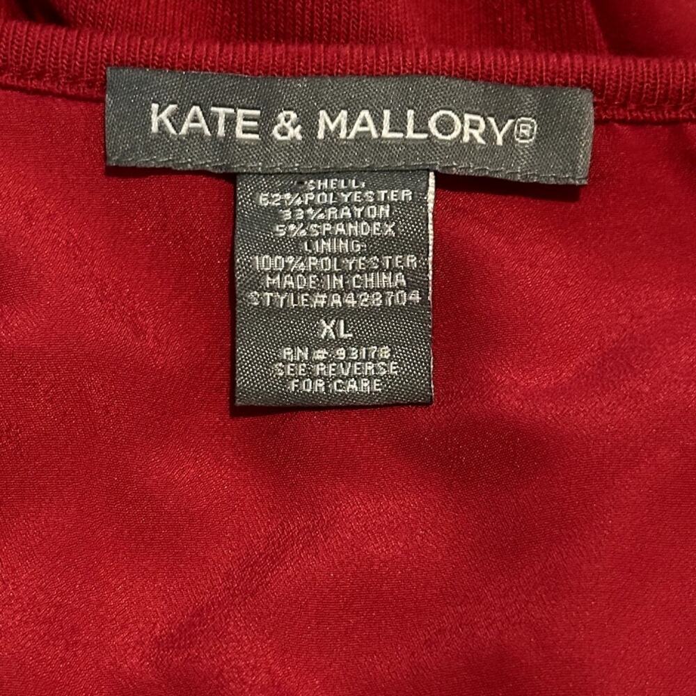 Kate & Mallory Women Size XL Red Scoop Neck Tunic Wrap Sheer Back Detail Top - Picture 5 of 6